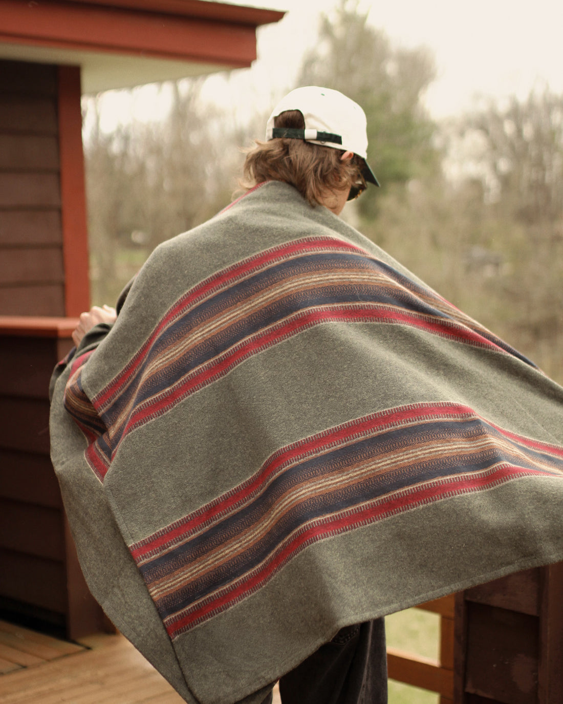 Caamp x Faherty – Woven Blanket (Olive River Stripe)