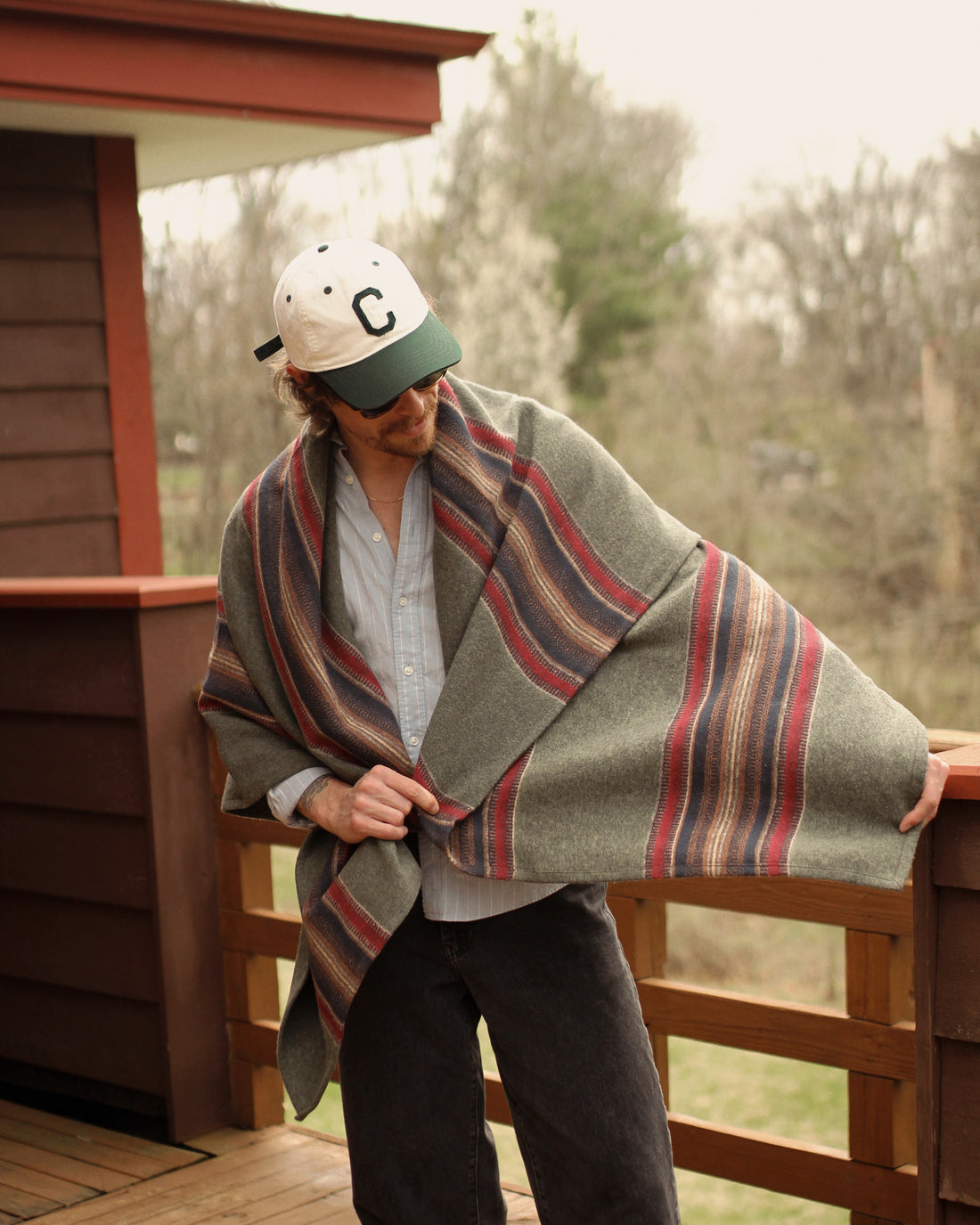 Caamp x Faherty – Woven Blanket (Olive River Stripe)